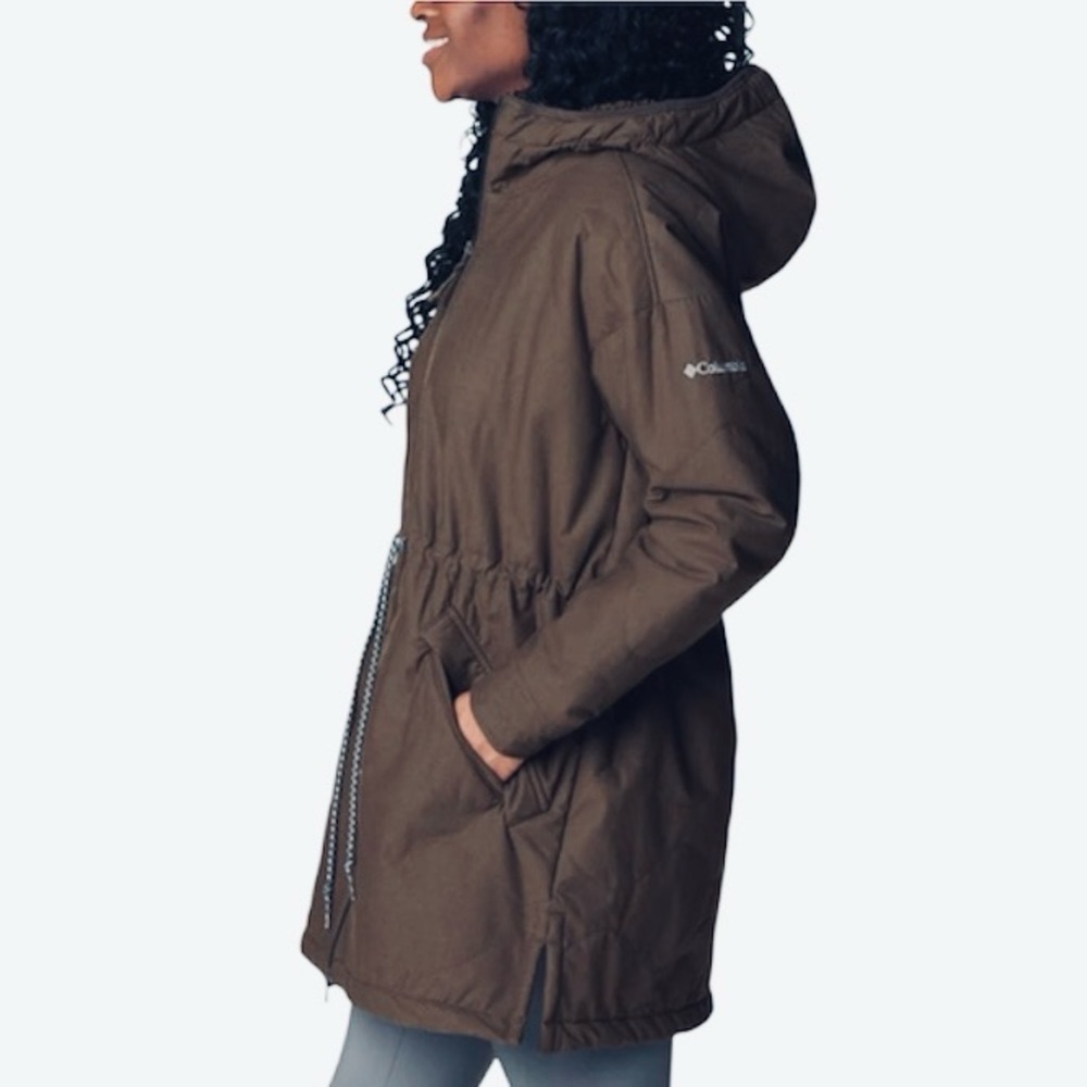 Columbia Women’s Small Crystal Crest Quilted Sherpa Jacket Olive Green / Brown